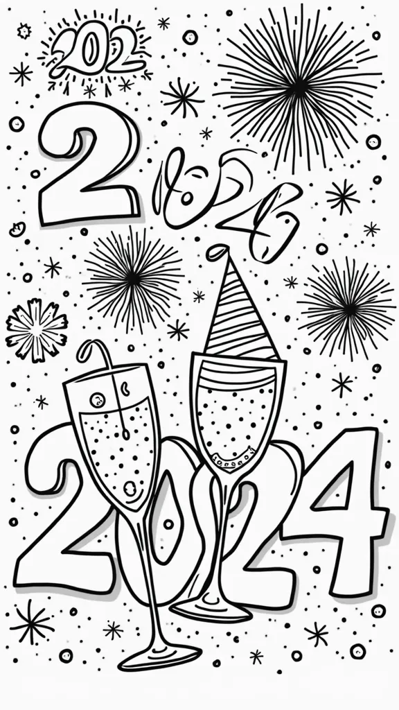 happy new year color pages free printables